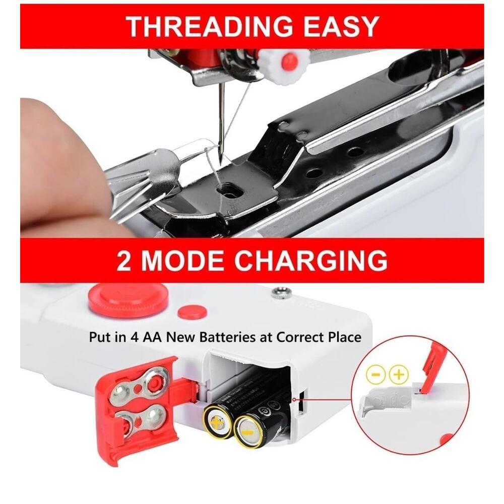 NEW Handheld Sewing Machine Kit - Portable Mini Cordless Stitcher + Tools - Picture 4 of 6
